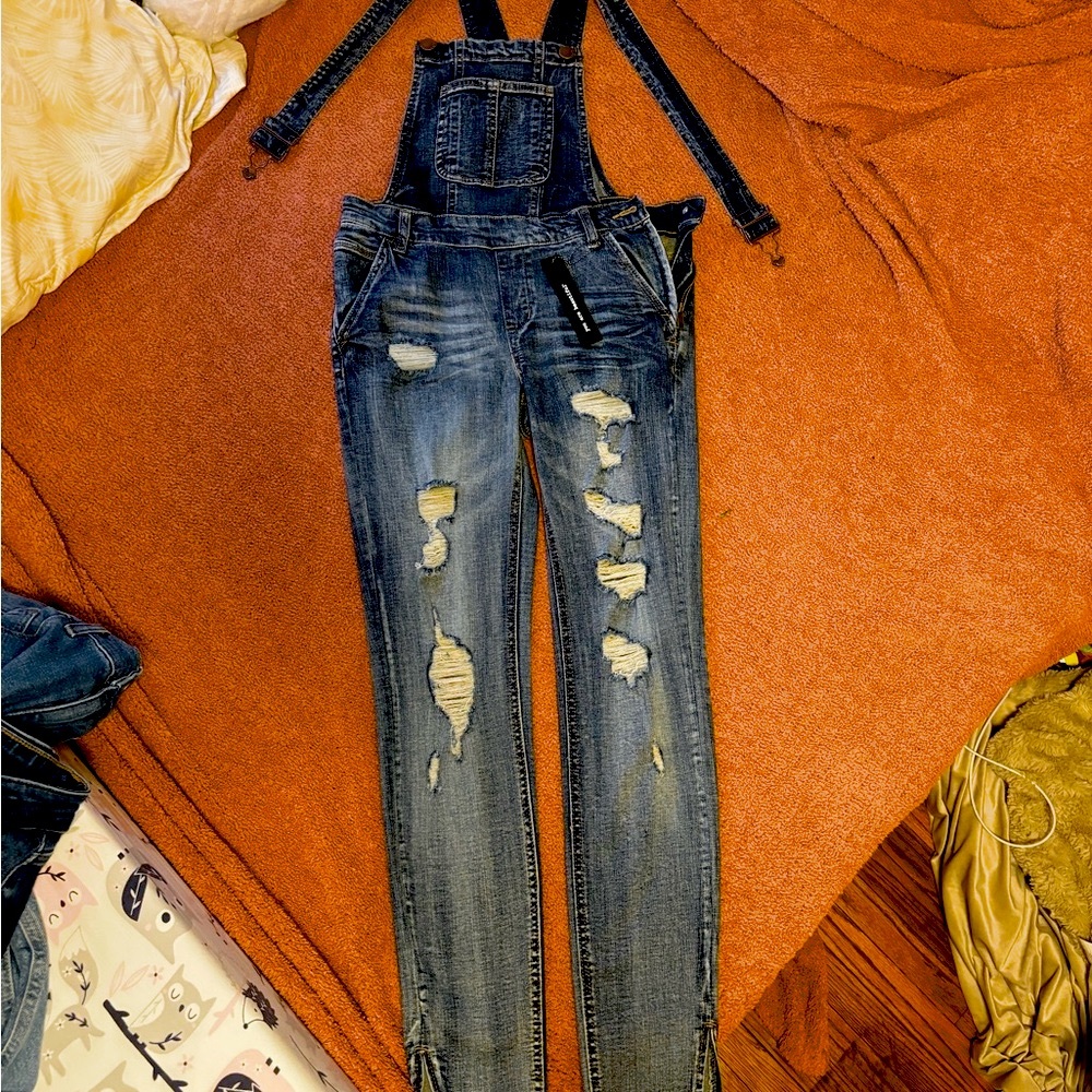 Dollhouse overall ripped jeans